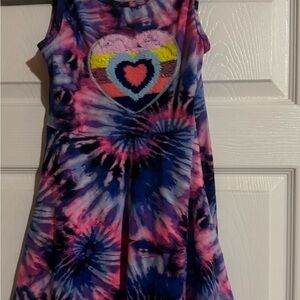 Casual Pink and Blue Crew Neck Sundress